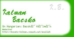 kalman bacsko business card